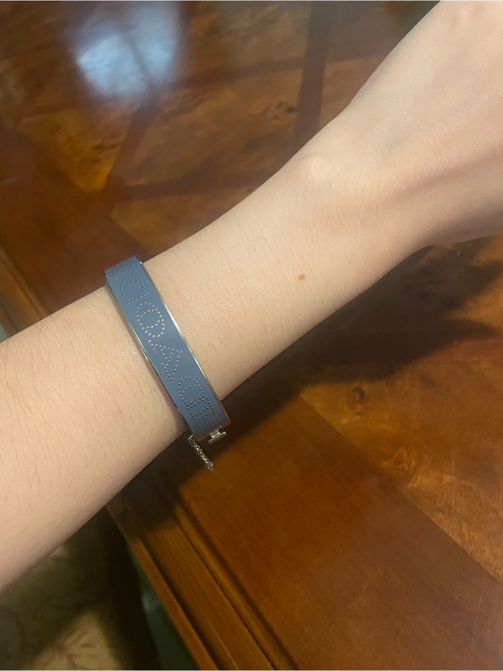 Coach Silver Blue Enamel Logo Bangle Bracelet - Picture 8 of 10